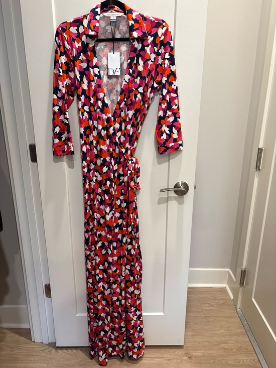 Diane Von Furstenberg Dresses & Skirts - Diane von Furstenberg Pink Multi Print Wrap Maxi Dress